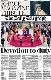 The Daily Telegraph () Newspaper Front Page for 17 September 2022