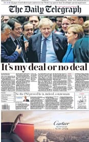 The Daily Telegraph () Newspaper Front Page for 18 October 2019