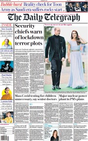 The Daily Telegraph () Newspaper Front Page for 18 October 2021