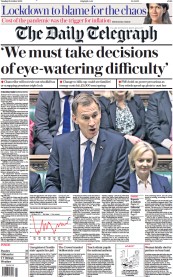 The Daily Telegraph () Newspaper Front Page for 18 October 2022