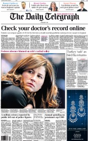 The Daily Telegraph () Newspaper Front Page for 18 November 2014
