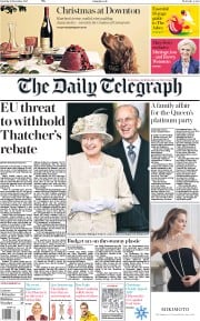 The Daily Telegraph () Newspaper Front Page for 18 November 2017