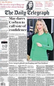 The Daily Telegraph () Newspaper Front Page for 18 December 2018