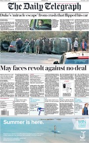 The Daily Telegraph () Newspaper Front Page for 18 January 2019