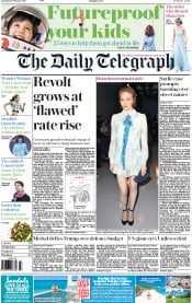 The Daily Telegraph () Newspaper Front Page for 18 February 2017