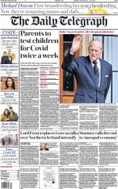 The Daily Telegraph () Newspaper Front Page for 18 February 2021