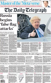 The Daily Telegraph () Newspaper Front Page for 18 February 2022