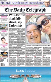 The Daily Telegraph () Newspaper Front Page for 18 February 2023