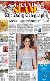 The Daily Telegraph () Newspaper Front Page for 18 March 2017