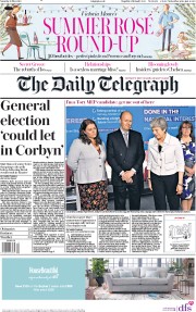 The Daily Telegraph () Newspaper Front Page for 18 May 2019