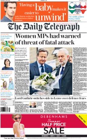 The Daily Telegraph () Newspaper Front Page for 18 June 2016