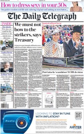 The Daily Telegraph () Newspaper Front Page for 18 June 2022