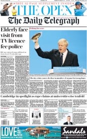 The Daily Telegraph () Newspaper Front Page for 18 July 2019