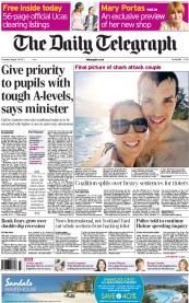 The Daily Telegraph () Newspaper Front Page for 18 August 2011