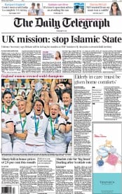 The Daily Telegraph () Newspaper Front Page for 18 August 2014