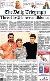 The Daily Telegraph () Newspaper Front Page for 18 August 2015