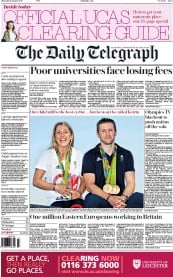 The Daily Telegraph () Newspaper Front Page for 18 August 2016