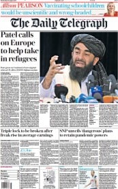 The Daily Telegraph () Newspaper Front Page for 18 August 2021