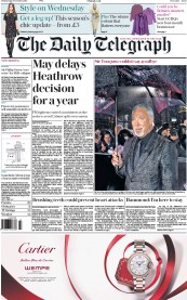 The Daily Telegraph () Newspaper Front Page for 19 October 2016