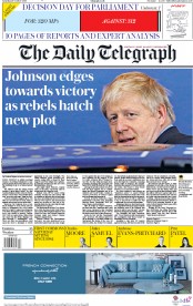 The Daily Telegraph () Newspaper Front Page for 19 October 2019