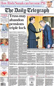 The Daily Telegraph () Newspaper Front Page for 19 October 2022