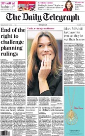 The Daily Telegraph () Newspaper Front Page for 19 November 2012