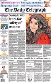 The Daily Telegraph () Newspaper Front Page for 19 November 2022