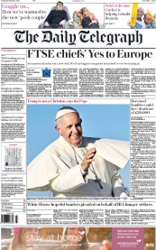 The Daily Telegraph () Newspaper Front Page for 19 February 2016