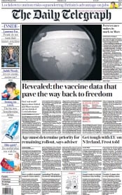 The Daily Telegraph () Newspaper Front Page for 19 February 2021