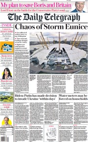 The Daily Telegraph () Newspaper Front Page for 19 February 2022