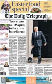 The Daily Telegraph () Newspaper Front Page for 19 March 2016