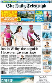 The Daily Telegraph () Newspaper Front Page for 19 April 2014