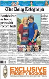 The Daily Telegraph () Newspaper Front Page for 19 May 2014