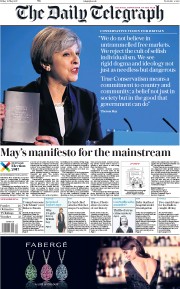 The Daily Telegraph () Newspaper Front Page for 19 May 2017