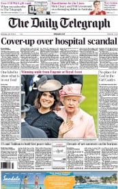 The Daily Telegraph () Newspaper Front Page for 19 June 2013