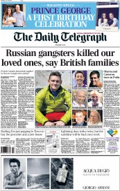 The Daily Telegraph () Newspaper Front Page for 19 July 2014