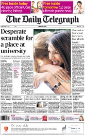 The Daily Telegraph () Newspaper Front Page for 19 August 2011