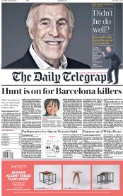 The Daily Telegraph () Newspaper Front Page for 19 August 2017