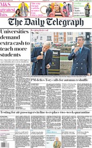 The Daily Telegraph () Newspaper Front Page for 19 August 2020