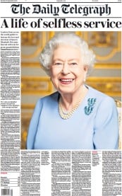 The Daily Telegraph () Newspaper Front Page for 19 September 2022