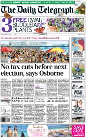 The Daily Telegraph () Newspaper Front Page for 1 October 2011