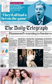 The Daily Telegraph () Newspaper Front Page for 1 October 2016
