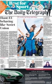 The Daily Telegraph () Newspaper Front Page for 1 October 2018