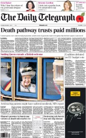 The Daily Telegraph () Newspaper Front Page for 1 November 2012