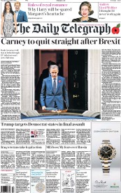 The Daily Telegraph () Newspaper Front Page for 1 November 2016