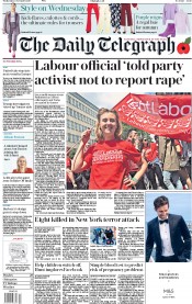 The Daily Telegraph () Newspaper Front Page for 1 November 2017