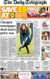 The Daily Telegraph () Newspaper Front Page for 1 December 2012