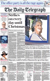 The Daily Telegraph () Newspaper Front Page for 1 December 2022