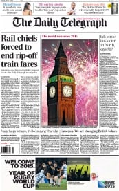 The Daily Telegraph () Newspaper Front Page for 1 January 2015