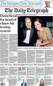 The Daily Telegraph () Newspaper Front Page for 1 January 2022